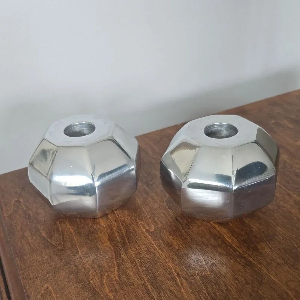 Nima Oberoi Lunares | Silver Geometric Candle Holders